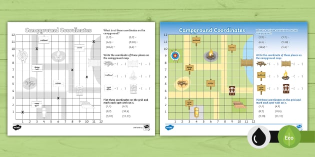 Campground Coordinates Worksheet (teacher made) Twinkl