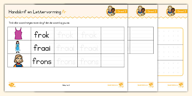 Graad 2 Klanke Handskrif en Lettervorming fr - Twinkl