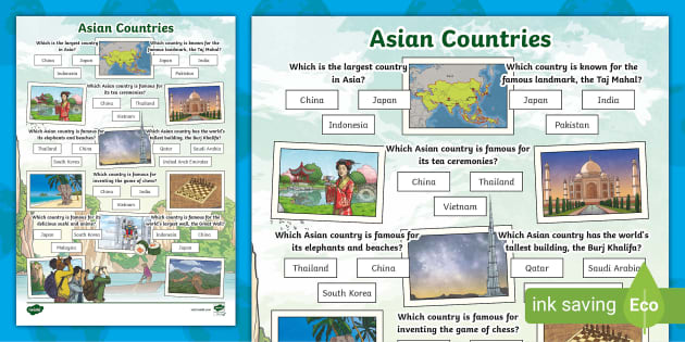 Asian Countries Quiz (teacher made) - Twinkl