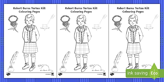 Robert Burns Tartan Kilt Colouring Pages (teacher made)