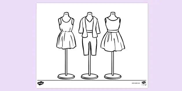 FREE Clothes Shop Mannequins Small Colouring Colouring Sheets