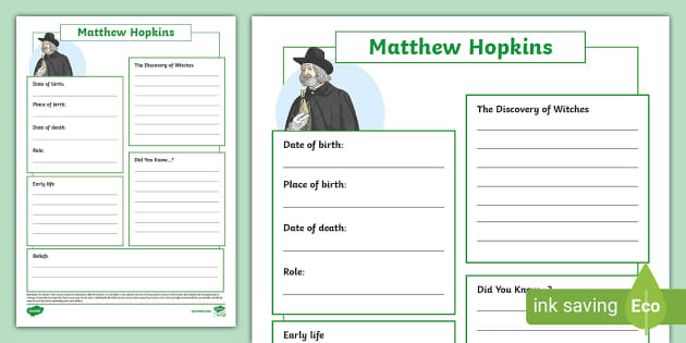 Matthew Hopkins Fact File Template (teacher made) - Twinkl