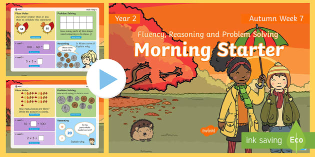 Year 2 Maths Autumn Morning Starter PowerPoint 7 Twinkl
