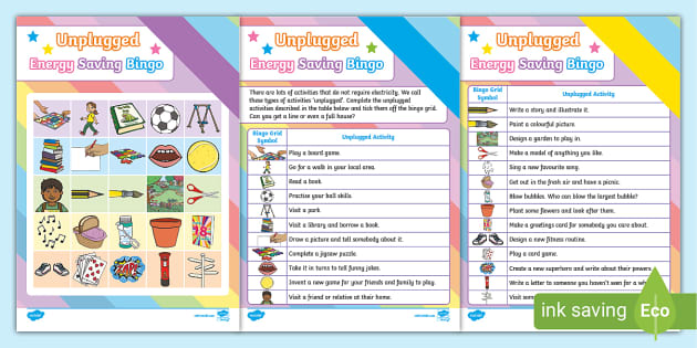 Unplugged Energy Saving Bingo Game - Twinkl