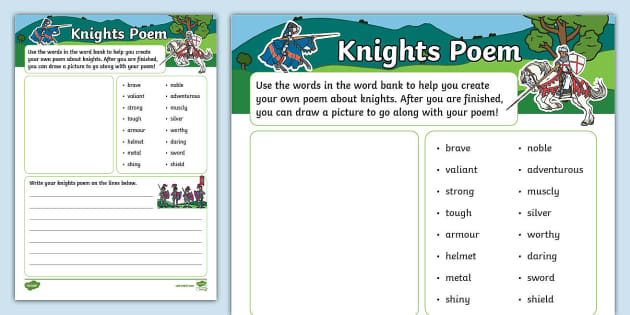 Knights Poem Writing Template (Teacher-Made) - Twinkl