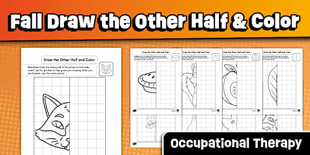 Draw Color Visual Icon Fall Draw the Other Half and Color: Visual Closure Skills and Visual ...