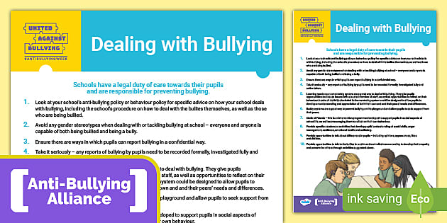 Free Anti Bullying Alliance Dealing With Bullying Adult Guidance
