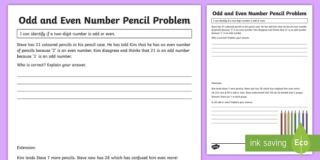 odd and even problem solving year 1
