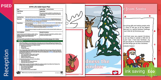 PSED: Christmas - Kindness Reindeer Adult Input Plan and Resource Pack