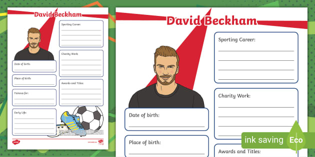 David Beckham Fact File Template Teacher Made Twinkl