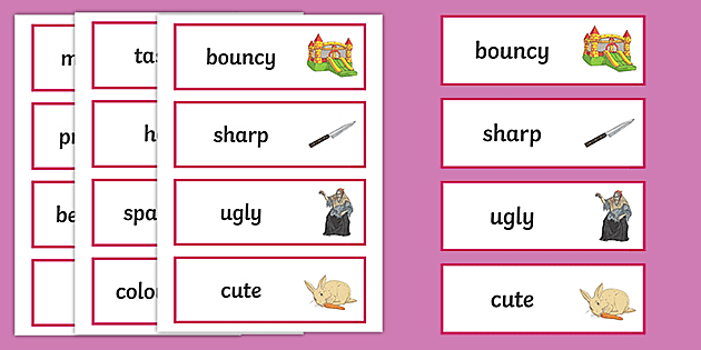 Special Needs 'Adjectives picture words '39 flash cards 14cm x 10cm EYFS 