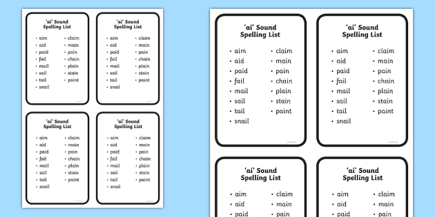 aw' Words Phonics List Spelling Cards