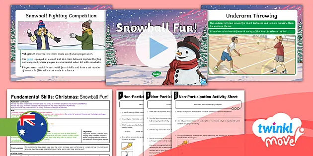 Move Pe Year 3 4 Fundamental Skills Christmas Snowball Fun Lesson Pack