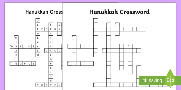 KS2 Hanukkah Crossword (teacher made) Twinkl