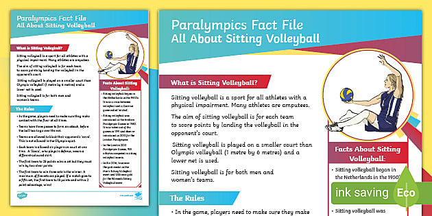 Para-Games All About Sitting Volleyball Fact File - Twinkl
