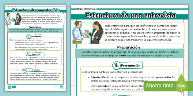 Hoja Informativa: Estructura De Una Entrevista - Twinkl