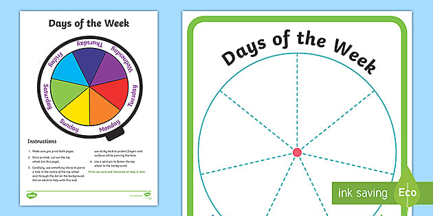Rainbow Days of the Week Wheel - Primary School - Twinkl