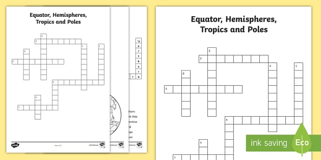 Equator Hemispheres Tropics and Poles Crossword Twinkl