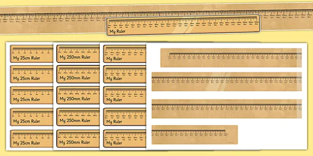centimeters and millimeters rulers cut outs and display pack