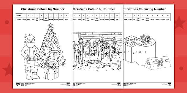 Christmas Colour By Number Worksheets | Maths Resources