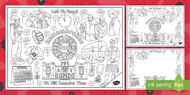 Remembrance Day Doodle Colouring Pages (teacher made)