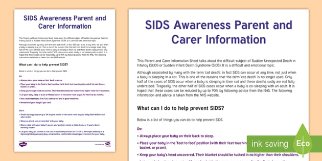 SIDS Awareness Parent And Carer Information Sheet - Twinkl