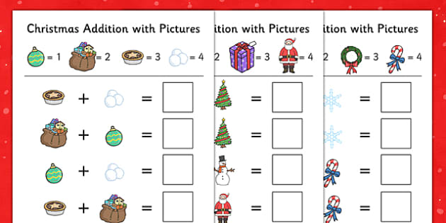 Christmas Addition with Pictures (Teacher-Made) - Twinkl