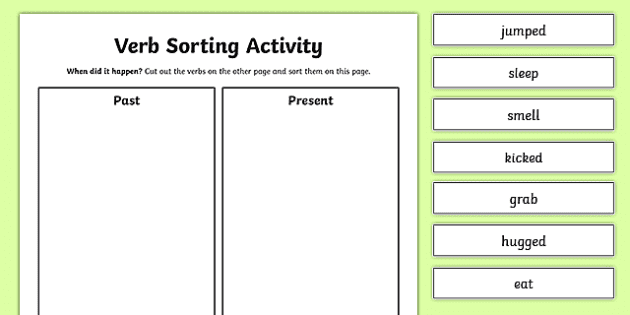 Past Tense Verb Sorting Activity - Past Simple Activity