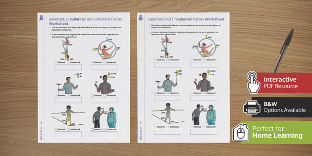 Balanced and Unbalanced Forces Worksheet | Beyond
