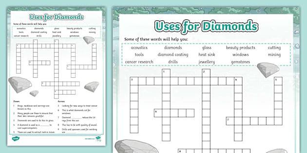 Uses for Diamonds Crossword (l #39 enseignant a fait) Twinkl