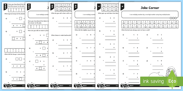 differentiated multiplying by one digit numbers joke worksheet worksheets