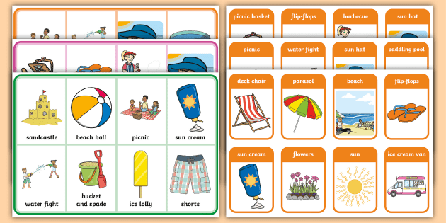 Summer Flashcards: Kindergarten - Summertime and holiday activities