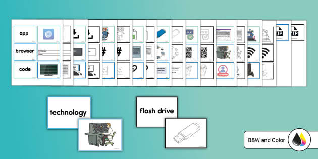 A to Z Technology Terms Illustrated Matching Game - Twinkl