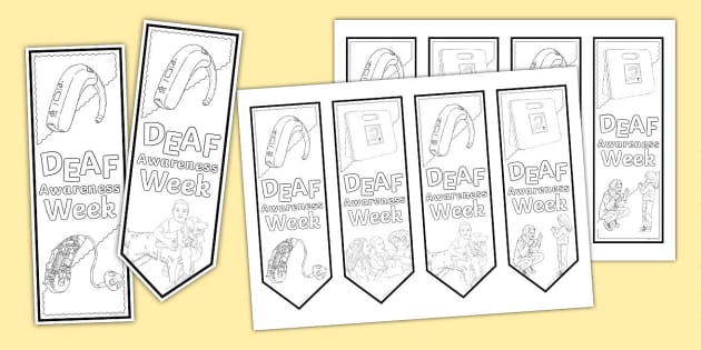 Deaf Awareness Week Colouring Bookmarks (Teacher-Made)