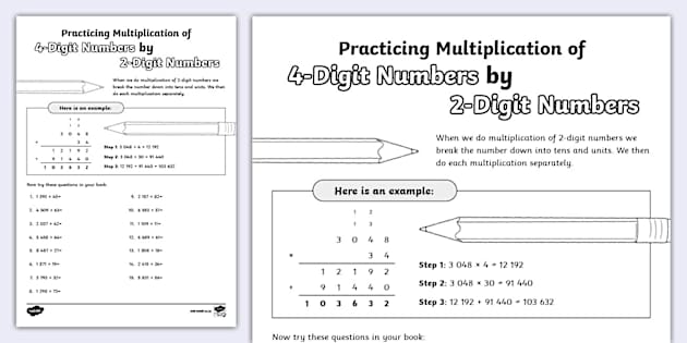 Practicing Multiplication Of 4 Digit Numbers By 2 Digit Numbers Practicing Multiplication Of 4 Digit Numbers By 2 Digit Numbers