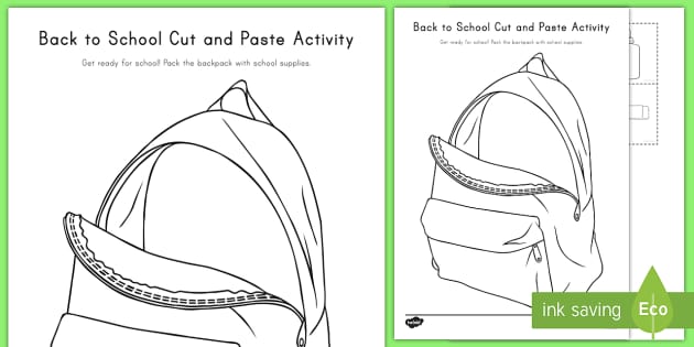 Back to School Cut and Paste Worksheet / Activity Sheet - USA