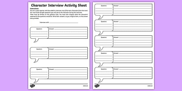 interview book character questions