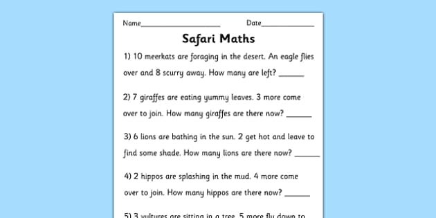 safari-themed-maths-word-problems-worksheet-to-10