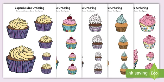 Cupcake Themed Size Ordering (teacher made) - Twinkl