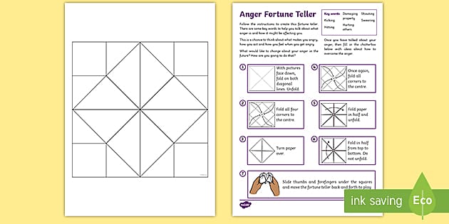 Anger Fortune Teller Template (teacher made) - Twinkl