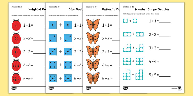 ladybird blank worksheet Doubles to 10 Worksheet 20 to  Doubles  / Worksheets