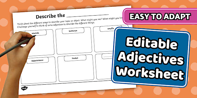 Editable Adjectives Worksheet
