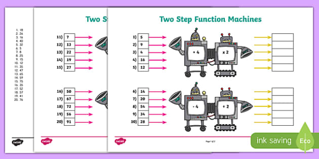 number machines worksheet Activity Step Machines Two Pack Function