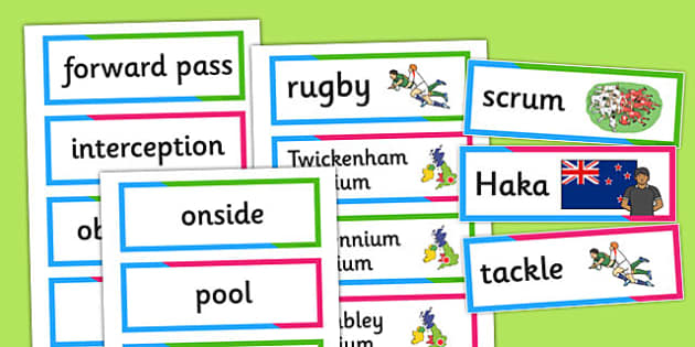 Rugby World Cup Vocabulary Cards (teacher made) - Twinkl