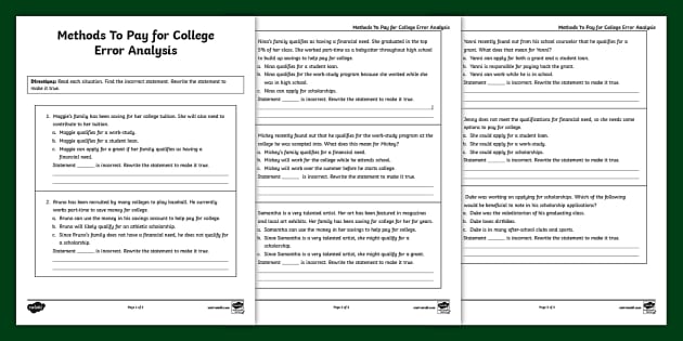 Sixth Grade Methods To Pay for College Error Analysis