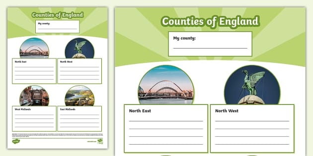 Counties of England Fact File Template (teacher made)