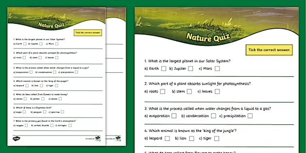 General Knowledge about Nature Quiz (teacher made) - Twinkl