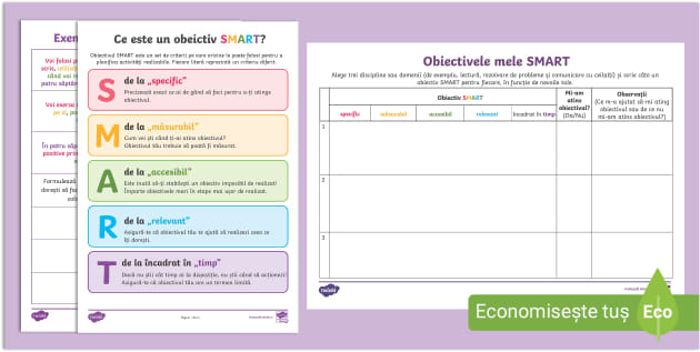 Obiective SMART - fișă de activitate | Twinkl România
