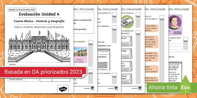 Prueba de Historia, geografía y Cs sociales worksheet