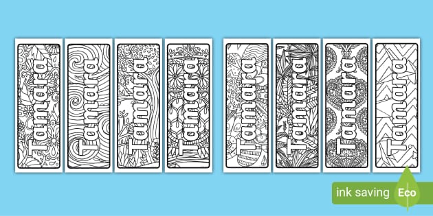 FREE! - Tamara Mindfulness Name Colouring Bookmarks - Twinkl